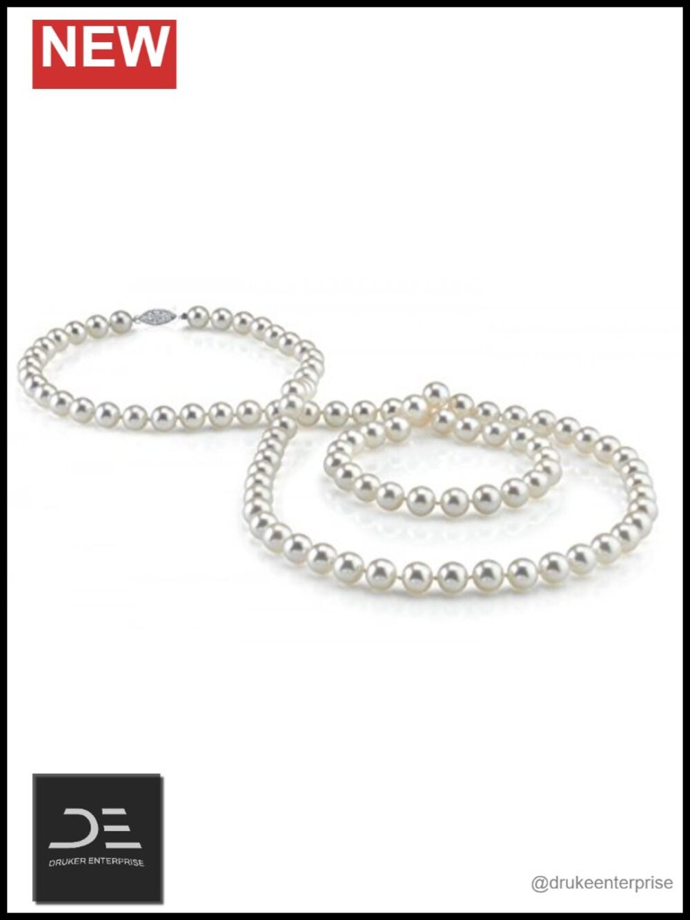 AAAA Freshwater Cultured Pearl Necklace 14K White Gold Clasp 17" 6.5-7mm